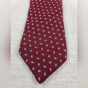 Armani Collezioni Silk Tie 57 x 3.5 Burgundy with Baby Blue and Gray Dots